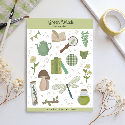 Green Witch Sticker Sheet