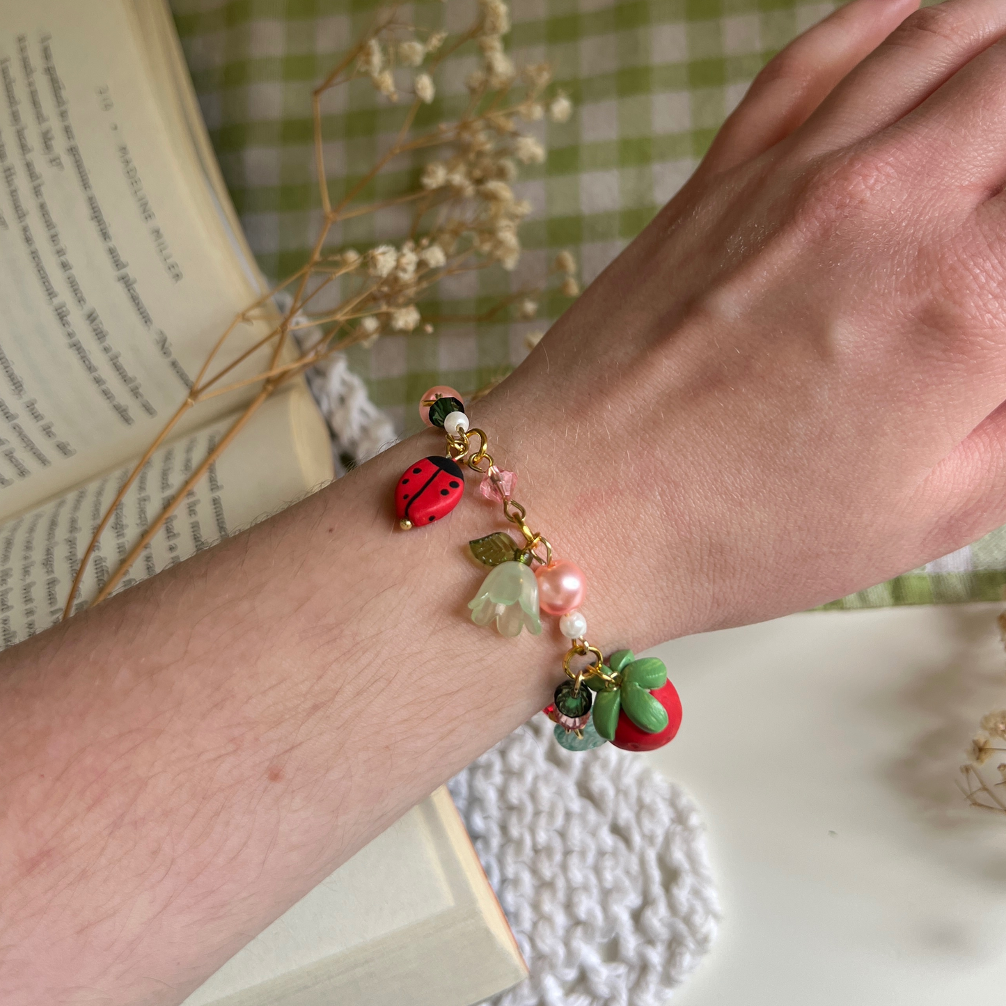 Strawberry and Ladybug Bracelet