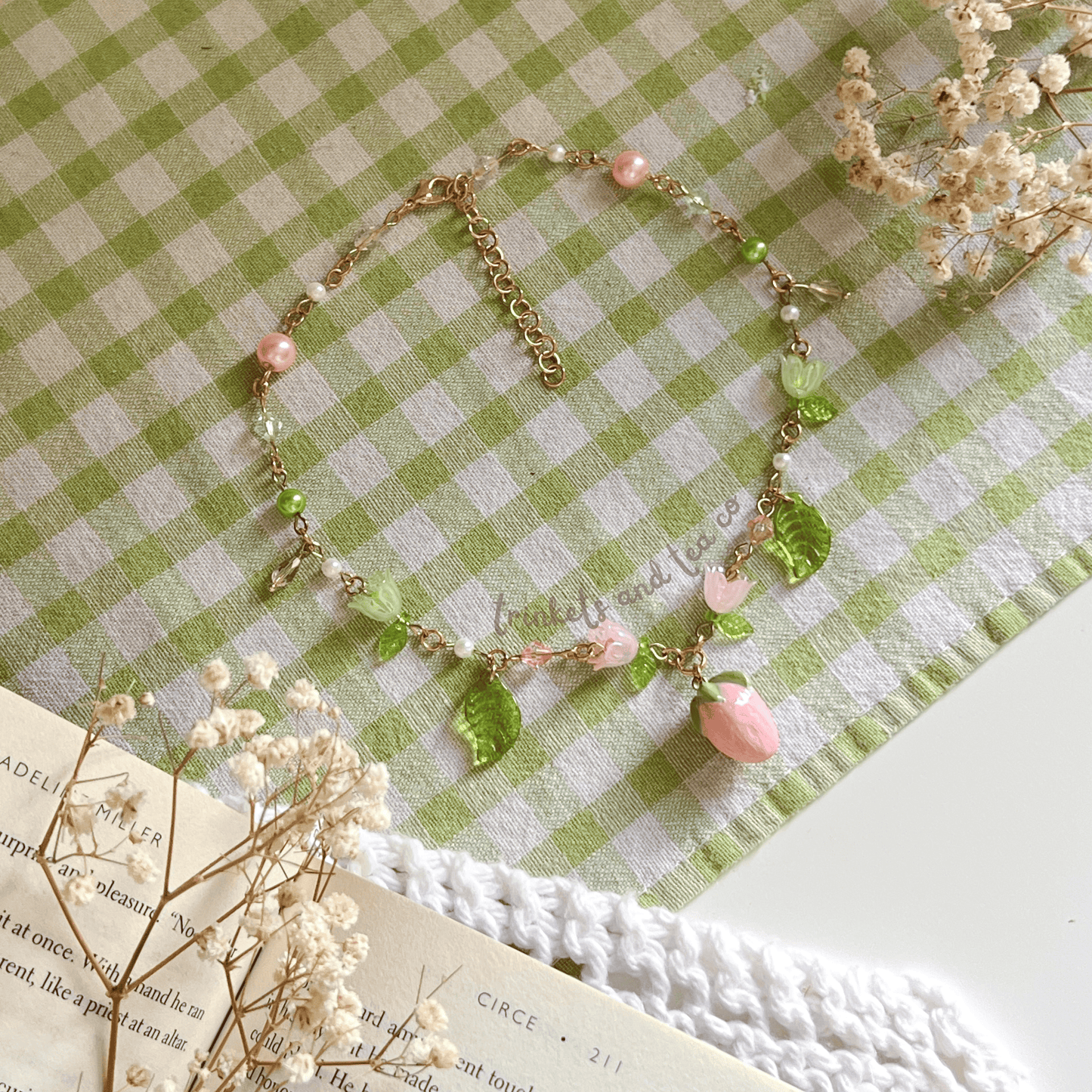 Pink Strawberry Charm Necklace